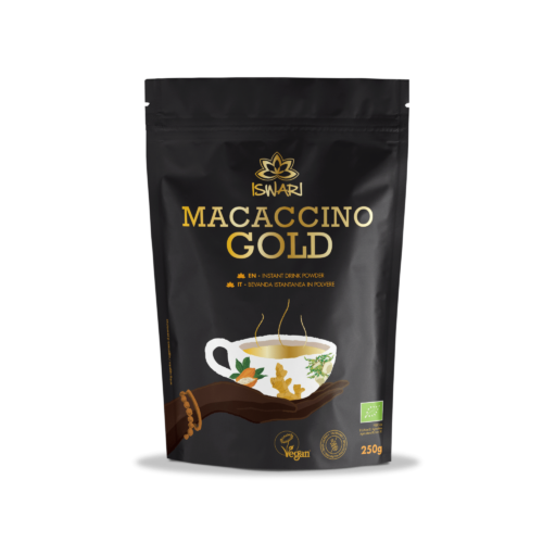 Macaccino Gold je ekskluzivna instant kombinacija koju možete pripremiti u par sekundi. Napitak je to koji spaja jedinstven okus s hranjivim prednostima svojih sastojaka zahvaljujući protuupalnom djelovanju kurkume.